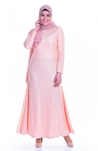 Salmon Hijab Evening Dress 1713185-04