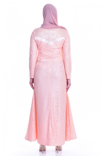 Salmon Hijab Evening Dress 1713185-04