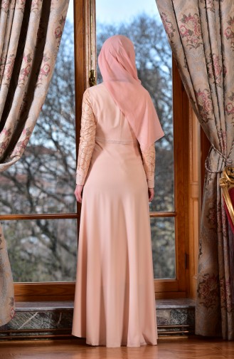 Salmon Hijab Evening Dress 1713191-04