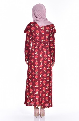 Claret Red Hijab Dress 5189-02