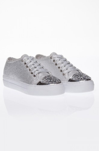 Taşlı Sneaker SPR-10220-01 Gümüş