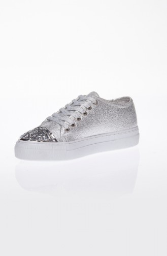 Taşlı Sneaker SPR-10220-01 Gümüş