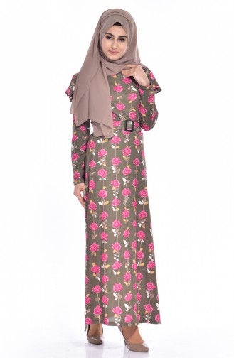 Khaki Hijab Dress 5189-04