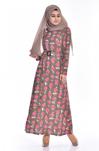 Khaki Hijab Dress 5190-01