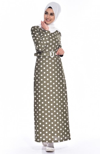 Khaki Hijab Dress 5191-01