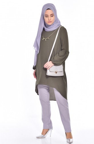 Asymmetrische Tunika mit Halskette 0762-02 Khaki 0762-02