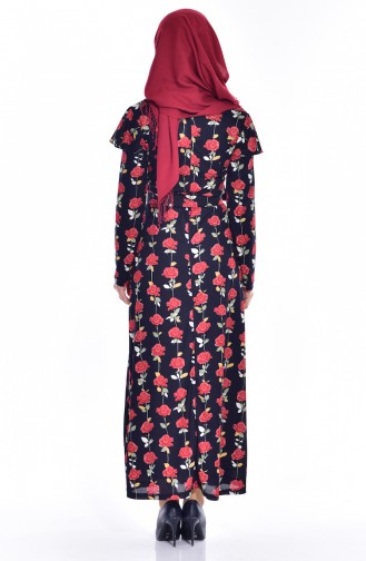 Navy Blue Hijab Dress 5189-03