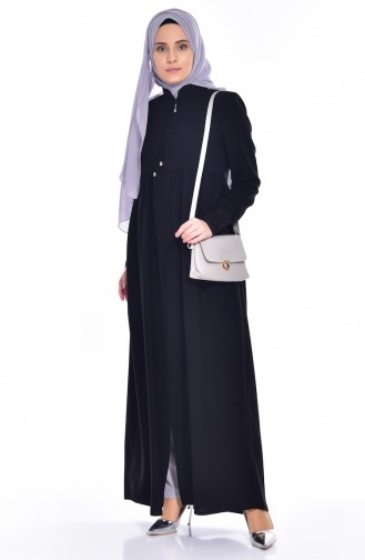 Abaya a Fermeture 5912-01 Noir 5912-01