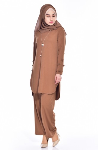 Collar Tunic Pants Double Suit 1068-06 Tobacco 1068-06