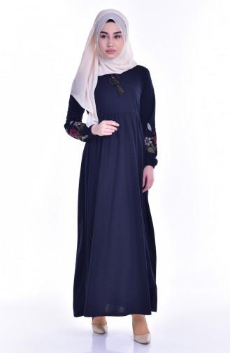 Navy Blue Hijab Dress 0211-06