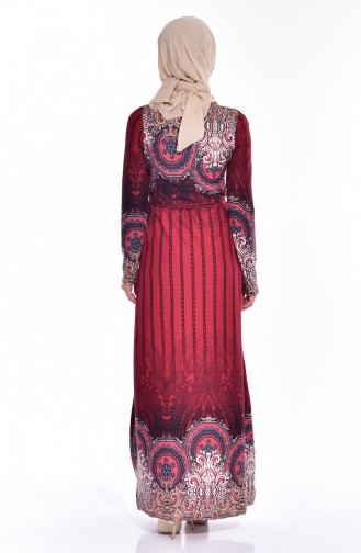 Claret Red Hijab Dress 4574P-01