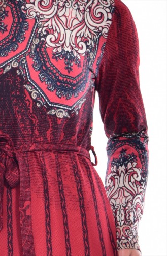 Claret Red Hijab Dress 4574P-01