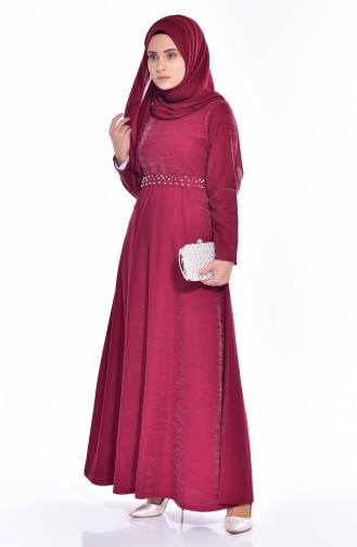 Claret Red Hijab Dress 4851-06
