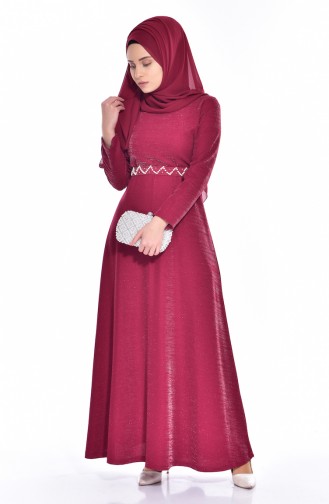 Claret Red Hijab Dress 4858-05