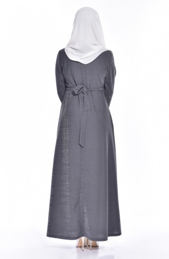فستان بتصميم محاك بخيوط لامعة مُزين بالؤلؤ عند الخصر  4851-07