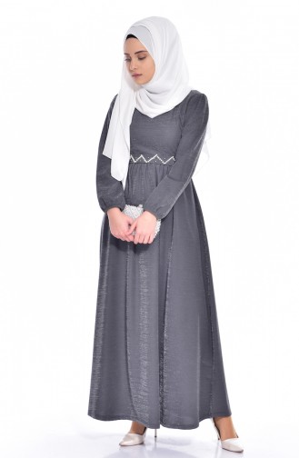 Gray Hijab Dress 4858-03