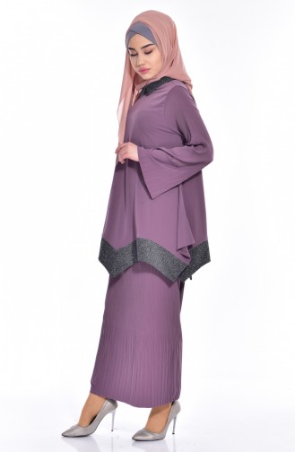 Ensemble Deux Pieces Tunique Jupe a Paillette 1950-06 Rose Pâle 1950-06