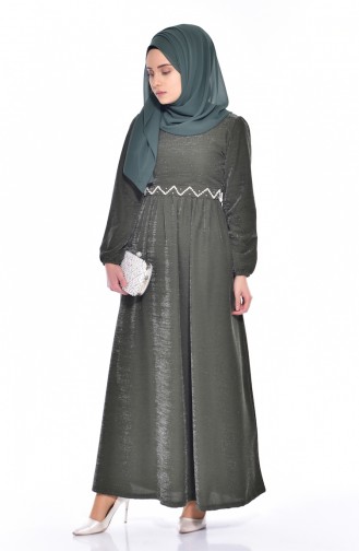 Khaki Hijab Dress 4858-02