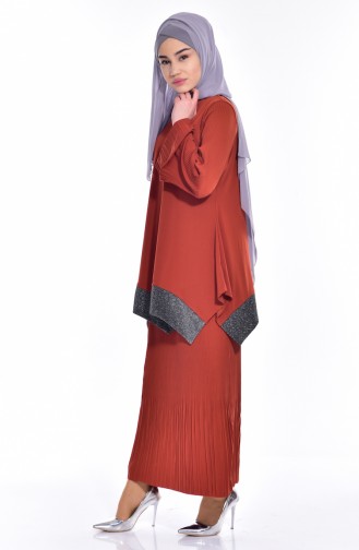 Ensemble Deux Pieces Tunique Jupe a Paillette 1950-05 Brique 1950-05