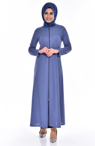 Abaya a Fermeture 3035-18 Bleu 3035-18