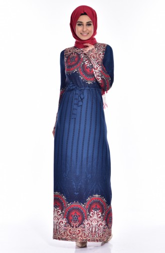Blue Hijab Dress 4574P-02