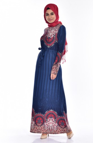 Blue Hijab Dress 4574P-02