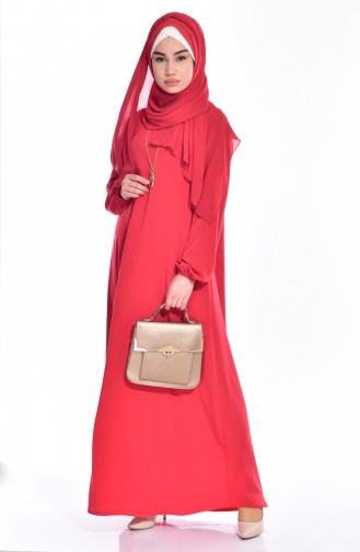 Coral Hijab Dress 0153-08