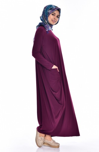 Pocketed Abaya 1646-04 Plum 1646-04