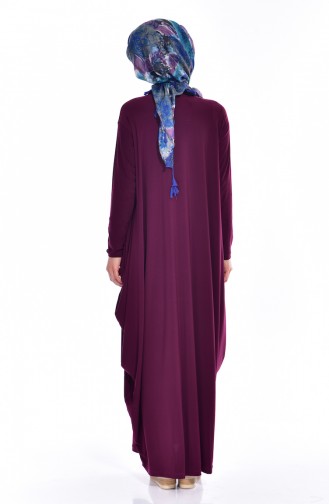 Pocketed Abaya 1646-04 Plum 1646-04