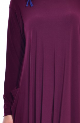 Pocketed Abaya 1646-04 Plum 1646-04
