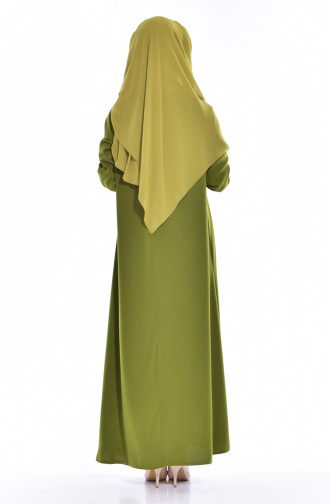 Sıfır Yaka Elbise 0153-09 Yeşil