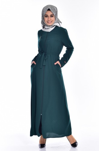 Abaya mit Kapuzen 2516-04 Smaragdgrün 2516-04