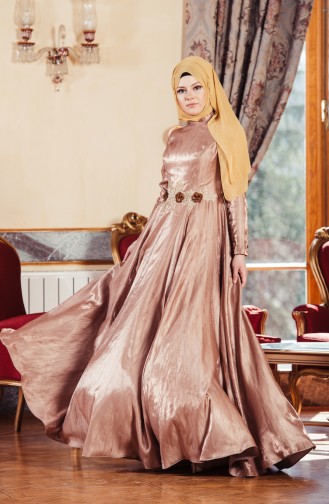Copper Hijab Evening Dress 701241-01
