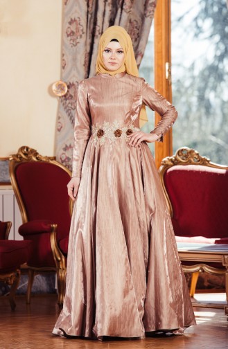 Copper Hijab Evening Dress 701241-01