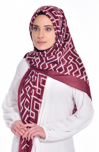 Geometric Patterned Scarf 60057-05 Claret Red 05