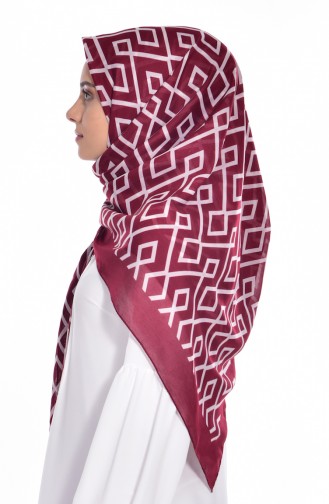Geometric Patterned Scarf 60057-05 Claret Red 05