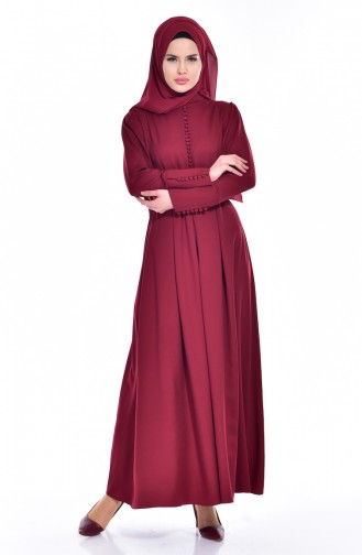 Claret Red Hijab Dress 4224-06