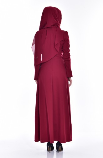 Claret Red Hijab Dress 60673-04