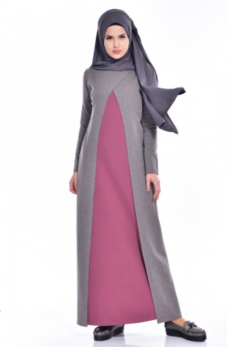 توبانور  فستان بتصميم موصول بقطعة 2895-12 لون أسود مائل للرمادي و وردي باهت 2895-12