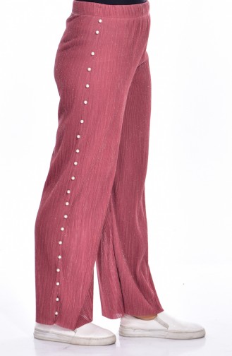 Silbrige Weite Hose mit Perlen 218159-04 Rosa 218159-04