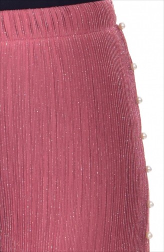 Silbrige Weite Hose mit Perlen 218159-04 Rosa 218159-04