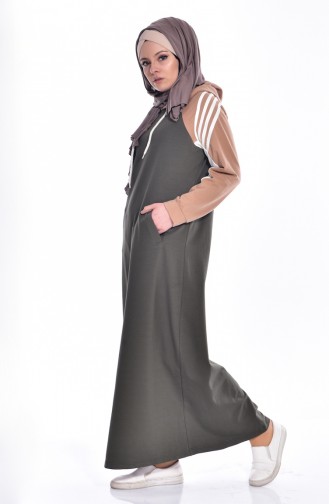 Khaki Hijab Dress 8011-03