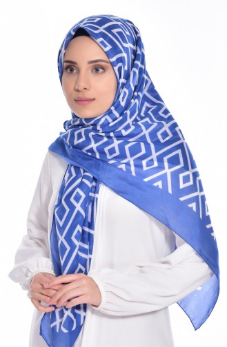 Geometric Patterned Scarf 60057-10 Indigo 10