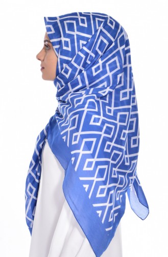 Geometric Patterned Scarf 60057-10 Indigo 10