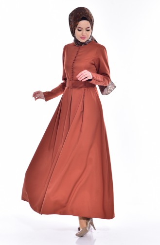 Brick Red Hijab Dress 4224-05