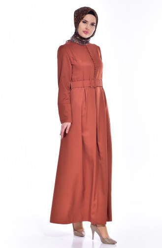Brick Red Hijab Dress 4224-05