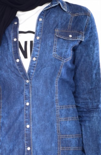 Jeans Tunika mit Tasche 1128-01 Jeans Blau 1128-01