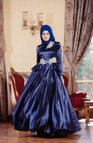 Abendkleid mit Strassstein 701210-01 Dunkelblau 701210-01