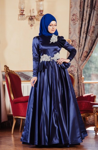 Abendkleid mit Strassstein 701210-01 Dunkelblau 701210-01