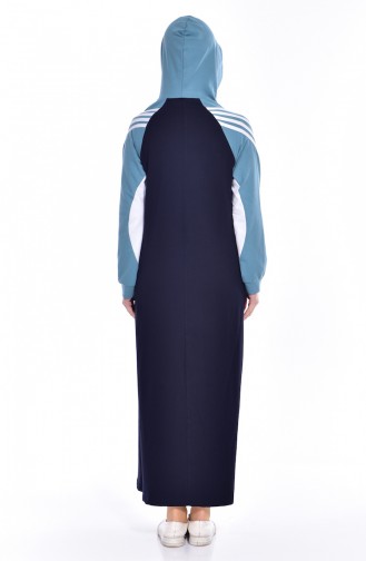 Navy Blue Hijab Dress 8011-02